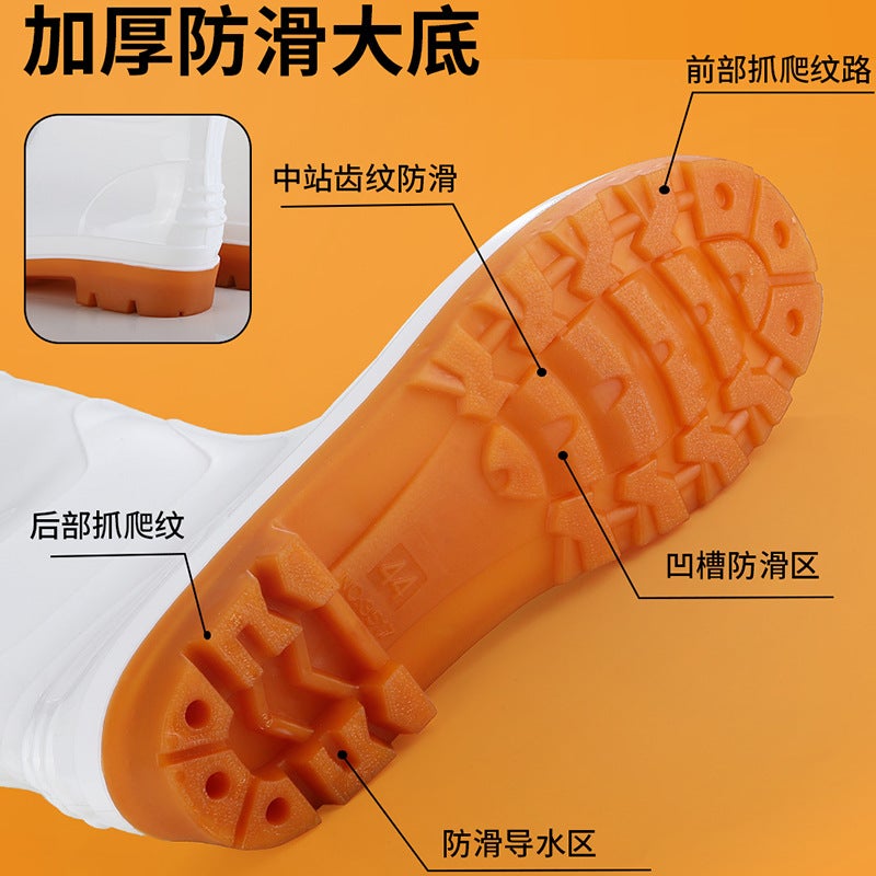 White Rubber Shoes, Military Boots, Neutral, Logo Can Be Added, Waterproof Boots, Non-Slip Labor Protection Boots, Men'S And Women'S Food Workshop White Work Shoes - Image 3